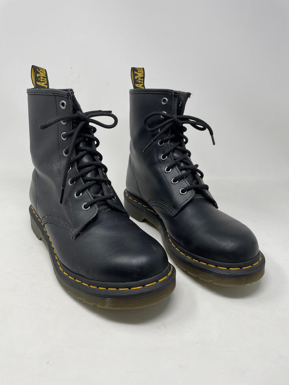 Dr Martens Doc Docs Black Smooth Leather 1460 Lace Up Ankle Combat Boots 41 9